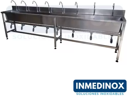 Lavamanos multiple en acero inoxidable