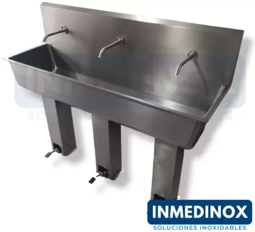 Lavamanos triple en acero inoxidable